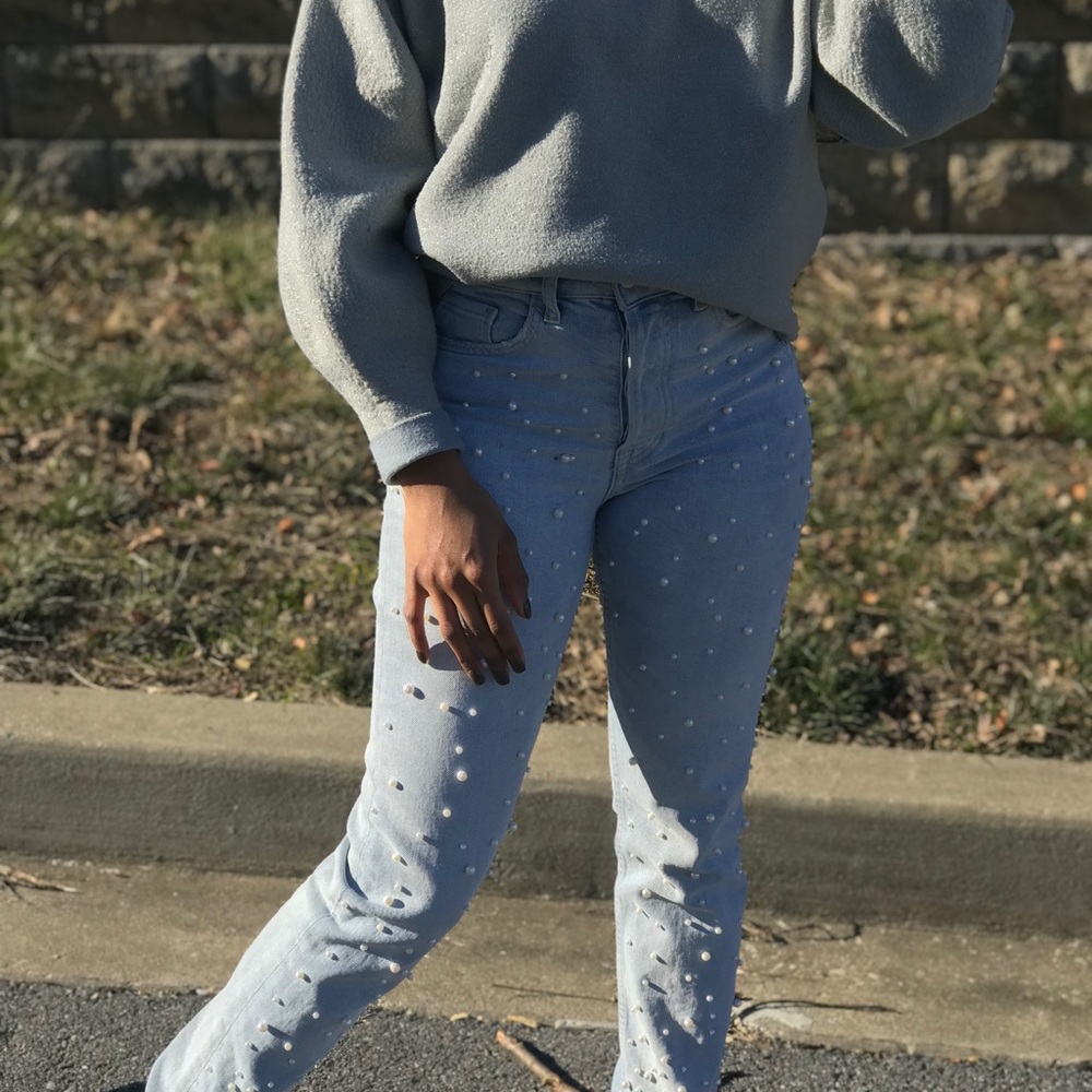 Pearl Embellished Denim